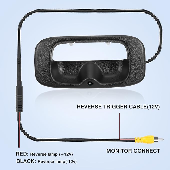 Tailgate Handle Backup Camera Fit for Chevy Silverado GMC Sierra 1500 2500 3500 HD 1999-2007 Classic Tailgate Reversing Rear View Park Assist Camera RCA Plug Replaces 15228539