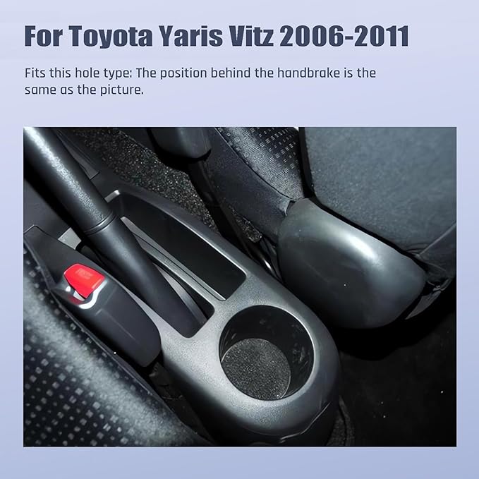 Car Armrest Box for Toyota Yaris Vitz 2006-2011 Auto Accessories Center Console Leather Arm Rest Double-Layer Storage Space with Cup Holder (Black Thread)