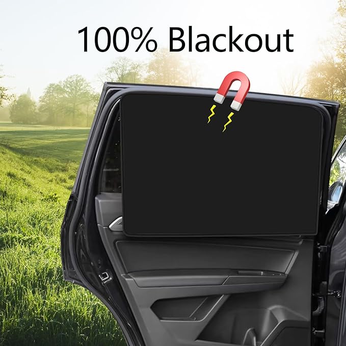 Ovege Car Window Shades Magnetic 4pcs-Blackout Side Window Shade for Baby in Car Privacy Curtain UV Protection