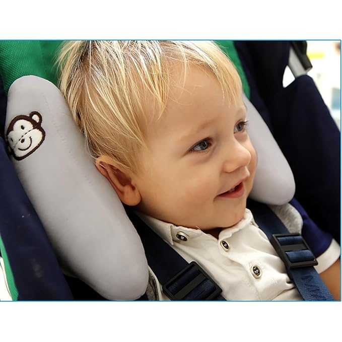 Baby Travel Pillow, Adjustable Head Neck Pillow for Infant Car Seat, Stroller Headrest Pillow for Infants, Banana Travel Headrest Pillow, Comfortble Toddler Neck Pillows for Pushchair, Gray