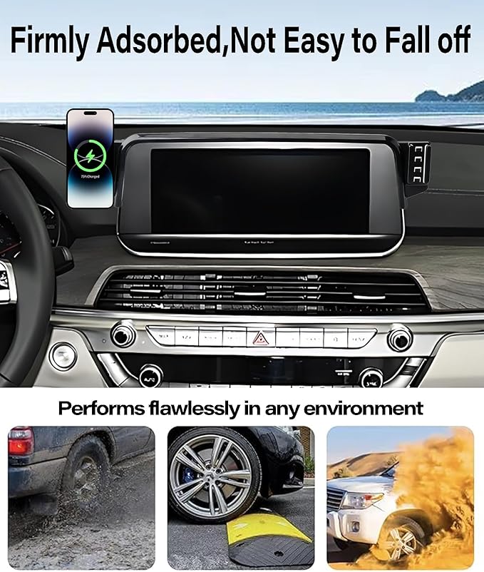Car Phone Holder for KIA Telluride 2019 2020 2021 2022 Accessories 15W MagSafe Fast Wireless Charger Cell Phone Mount Apply to 10.25 Inch Touch Screen Fixed Clip 360° Rotation