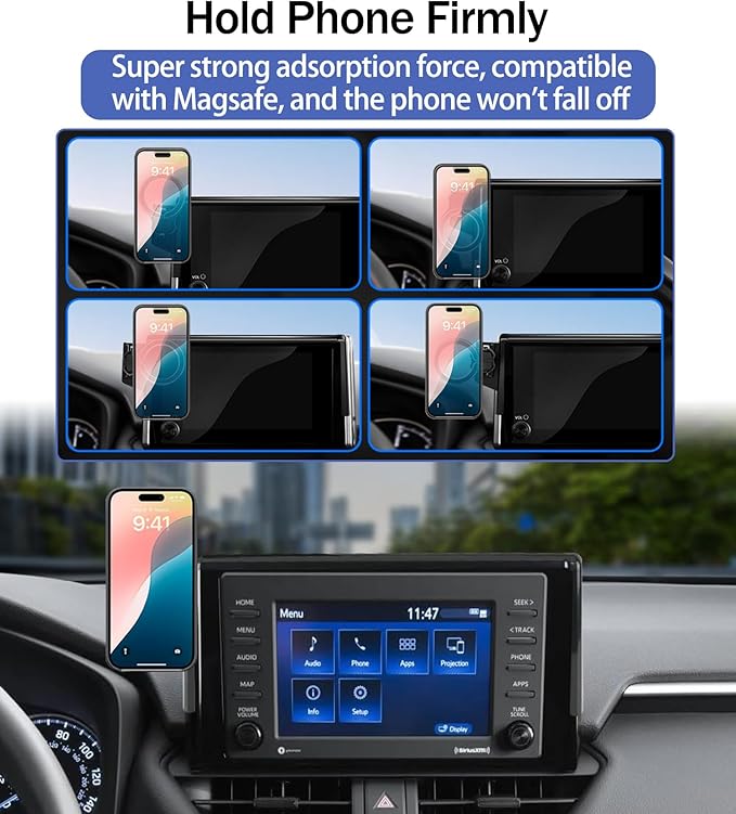 Car Phone Holder for Toyota RAV4 2025 2019-2024 7/8-Inch Screen, Cell Phone Mount Compatible with MagSafe