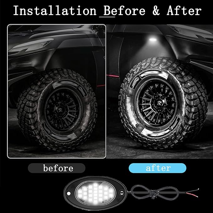 10 Pods Rock Lights Pure LED Lights for Car SUV Ambient Underglow Lights Waterproof Neon Trail Rig Lamp Lighting for Truck