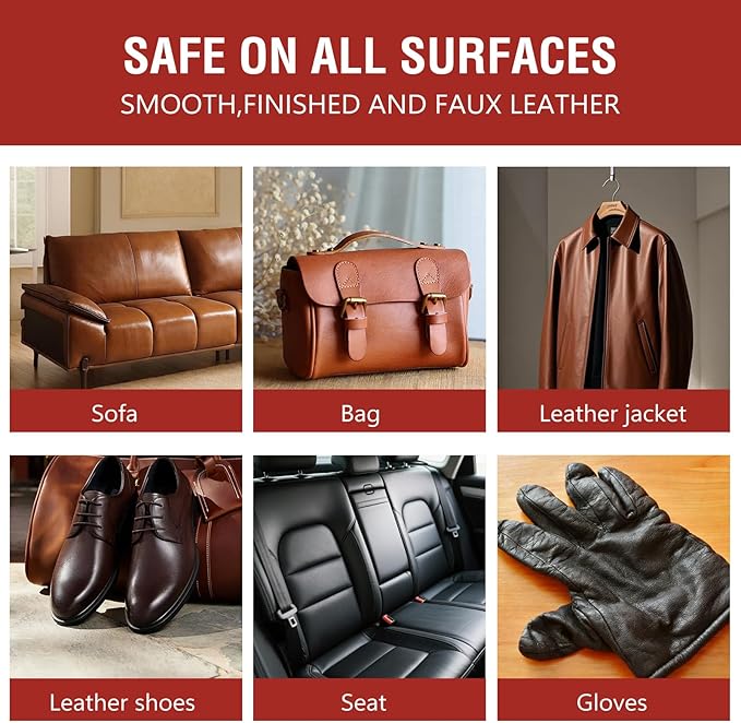 Dashboard Polish Wax, Premium Leather Cleaner & Conditioner 2 in 1 - Safe for Car Seats, Shoes, Jackets | Deep Cleaning & Moisturizing, Removes Stains/Dirt Without Damaging Leather, 30 oz(Pack of 2)