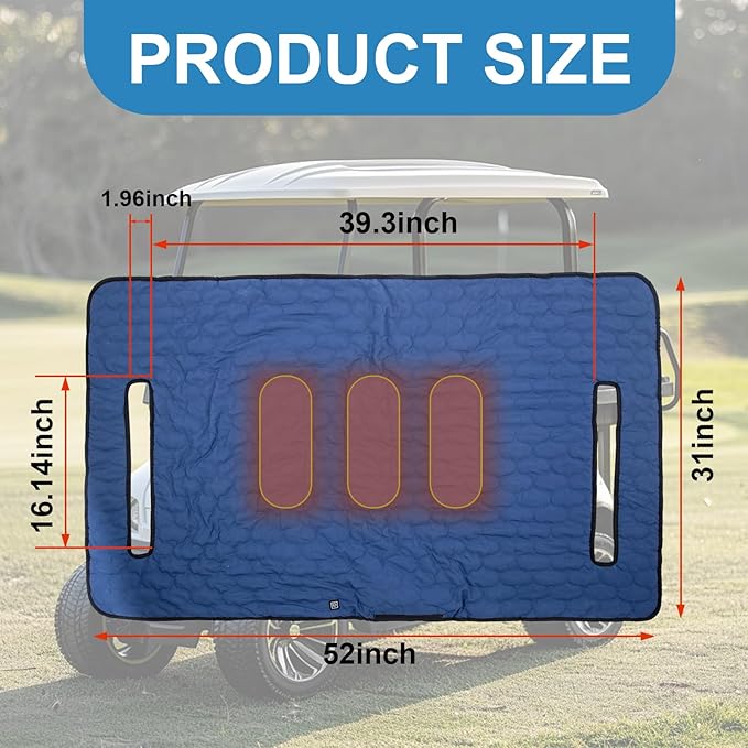 TUYU Heated Golf Cart Seat Cover,Non-Slip Winter Golf Cart Seat Warmer Towel Blanket for 2-Person Seats Club Car, Golf Cart Accessories Gift for Men.52 * 32 inch. Keeps Warm and Clean