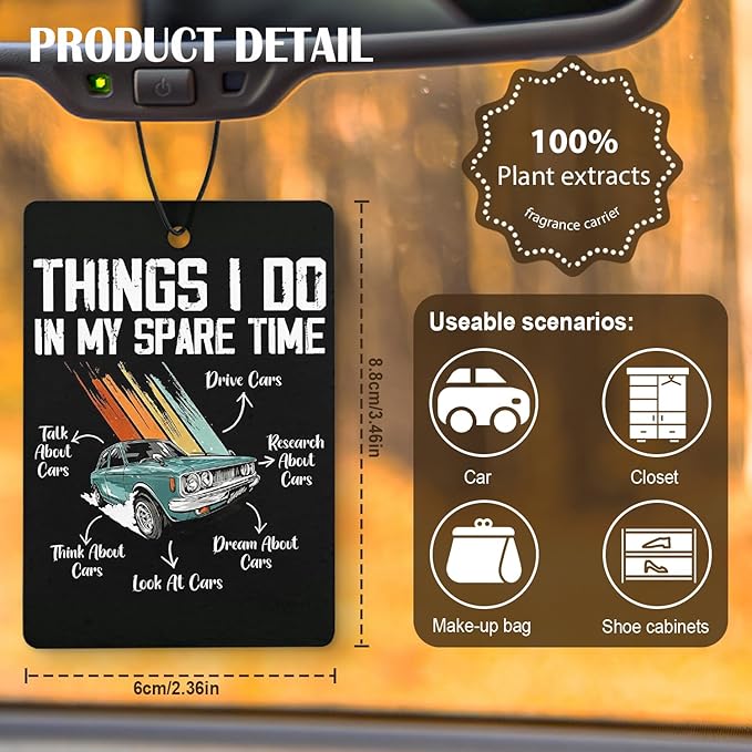 Car Lovers Gifts Air Freshener 4 Pcs, Funny Humorous Sarcastic Hanging Air Freshener for Cars, Car Enthusiast Gifts Accessories for Men
