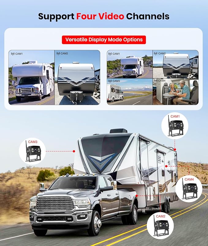 RV Backup Camera for Furrion pre-Wired System Pre-Wired:7" HD 1080P Video Recording Split Screen Rear View Camera,170°Wide Angle with IR Night Vision Back up Camera for RVs Campers and Trailers