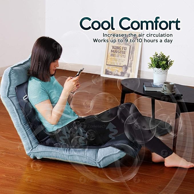 ZONETECH 2 Pack Cooling Car Seat Cushion - Black 12V Automotive Comfortable Massager Cooler Pad-Air Conditioned Air Circulation for Hot Weather