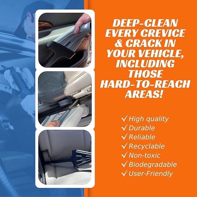 Vacuum Detail Attachment Tool | All-in-One Deepcleaning Crevice Cleaner/ Ice Scraper | The Best Car Accessories & Essentials | Wet & Dry Car Detailing Kit | Truck, Auto, & RV Cleaning Supplies (Black)