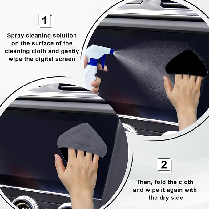 Car Screen Cleaner, 4.1''×4.1'' Microfiber Dashboard Wipes, Square Microfiber Cloth, Car Display Wipes,Vehicle Screen Cleaner Tool universal for Car Dashboard Car Display Car Interior Tools (Black)