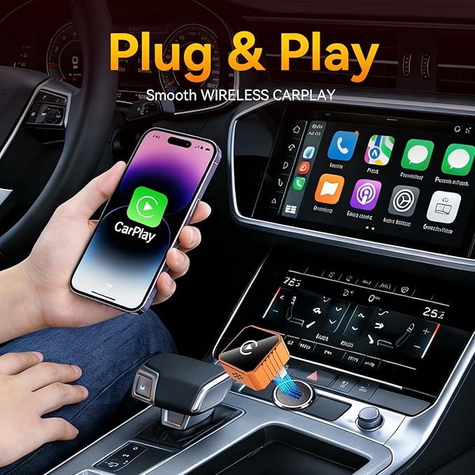 Wireless CarPlay Adapter for Apple Only, 2026 Upgrade Mini Aluminium CarPlay Adapter Converts Wired to Wireless CarPlay for iPhone, Plug & Play, Auto Connect Fast and Stable, with USB-C