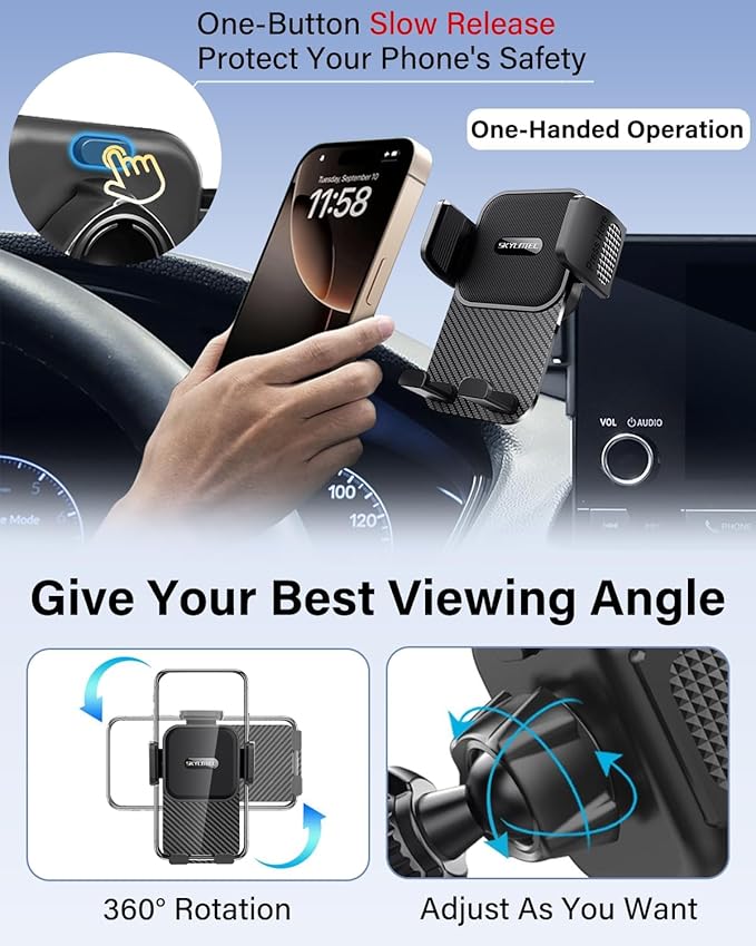SKYLOTEC Phone Mount for Toyota Camry 2021 2022 2023 2024 Accessories 7-Inch Screen Fixed Clip, Automobile Cradles Car Phone Holder, Cell Phone Base Not Block Air Vent(No Fit 9-inch)