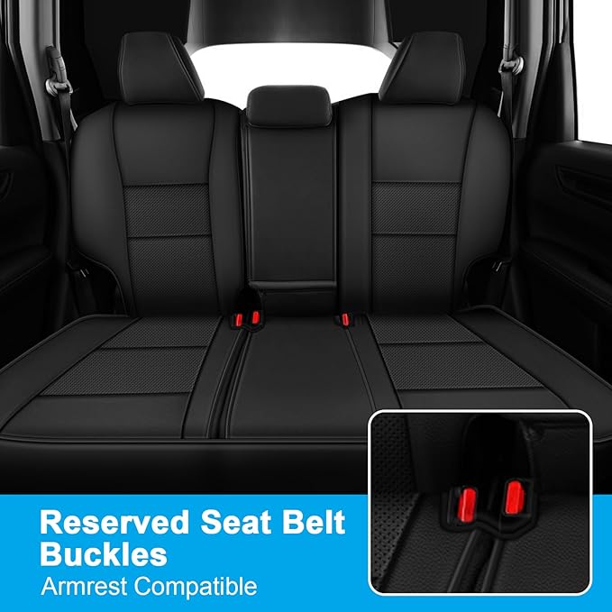 AOMSAZTO Custom Fit Seat Covers for Honda HRV 2016-2018 EX EX-L&2016-2022 LX,Full Set Faux Leather HR-V Car Seat Protector Black