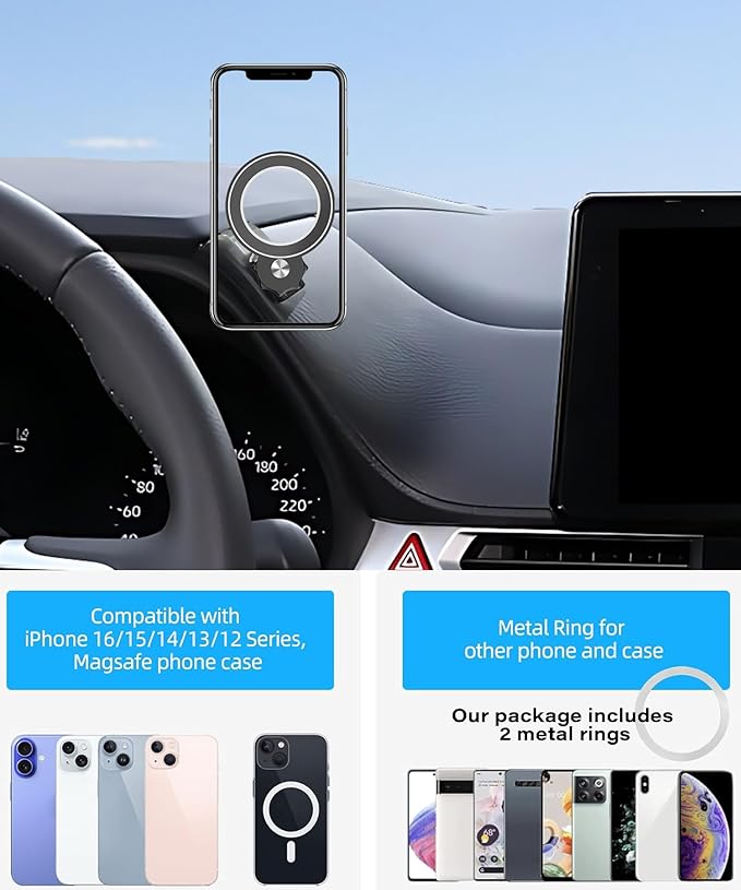 Car Phone Holder for Toyota Sienna 2021-2025 Accessories Adjustable Cell Phone Mount Compatible with MagSafe Hands-Free 360 Degree Rotation Does Not Affect Air Vent