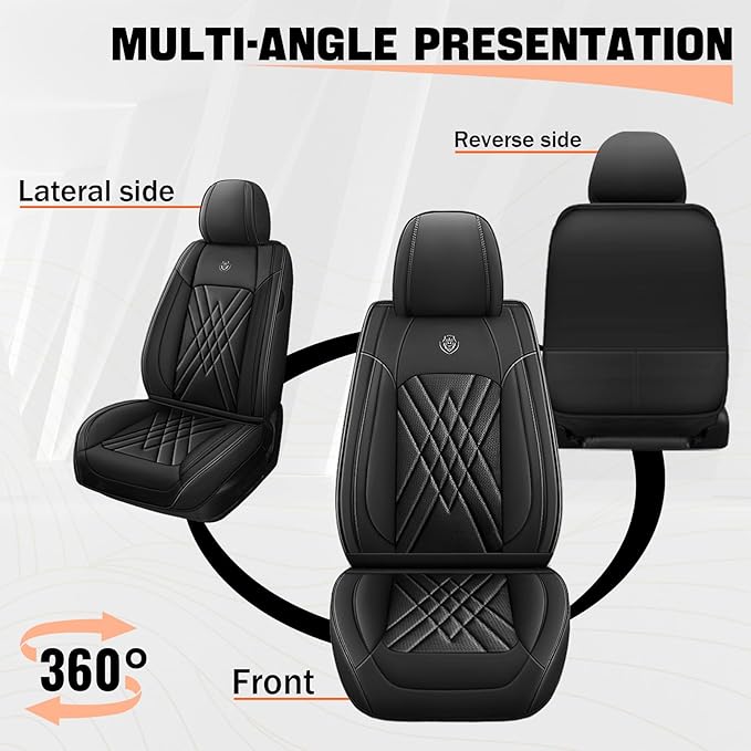 Car Seat Covers Compatible with Toyota Camry 2012-2026 Durable Waterproof Automotive Seat Covers Stretchable Fabric Material, Airbag Compatibility, Premium Nappa Leather(Black, Full Set)