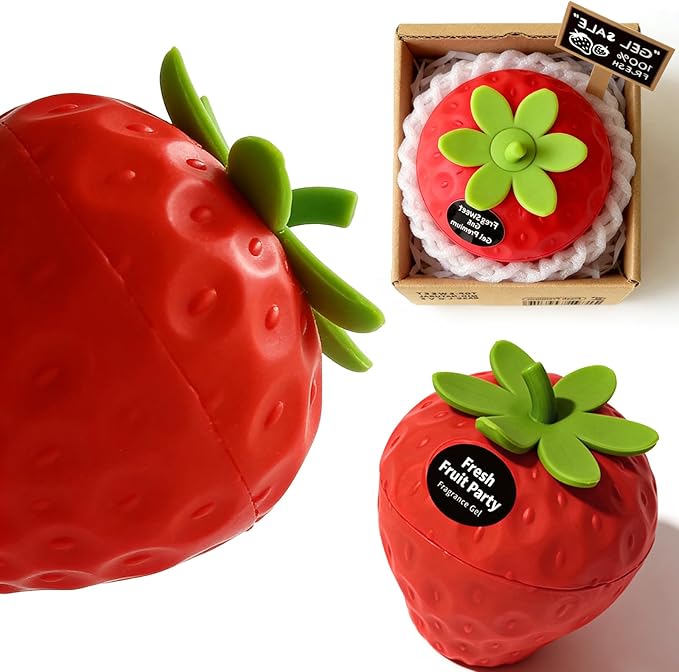 Banami Strawberry Air Freshener Gel, Decorative Odor Eliminator for Home, Car, RV, Bathroom, Pet Areas (Red Strawberry)
