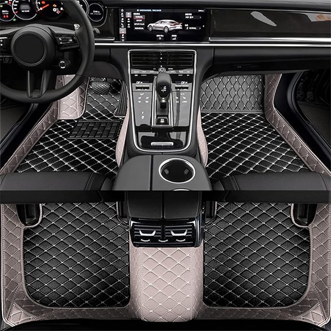Car Floor Mats Automotive Floor Mats Vehicle Specific All Weather Protection Custom Compatible with Most of 98% Cars SUVs (Gray and Black)
