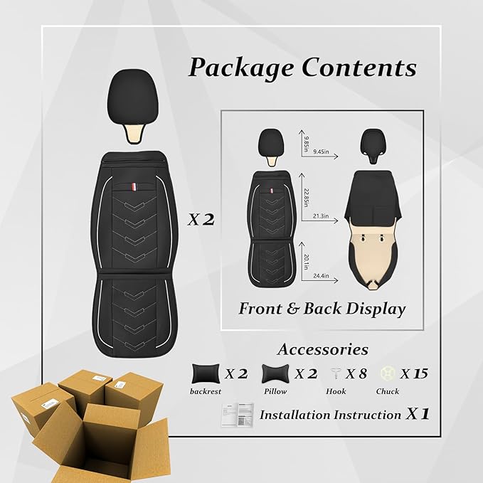Car Seat Cover for Ford Explorer 2000-2025, Waterproof Durable Compatible Airbag, Premium Leather Seat Protector(2 Seats Luxury,Black White)