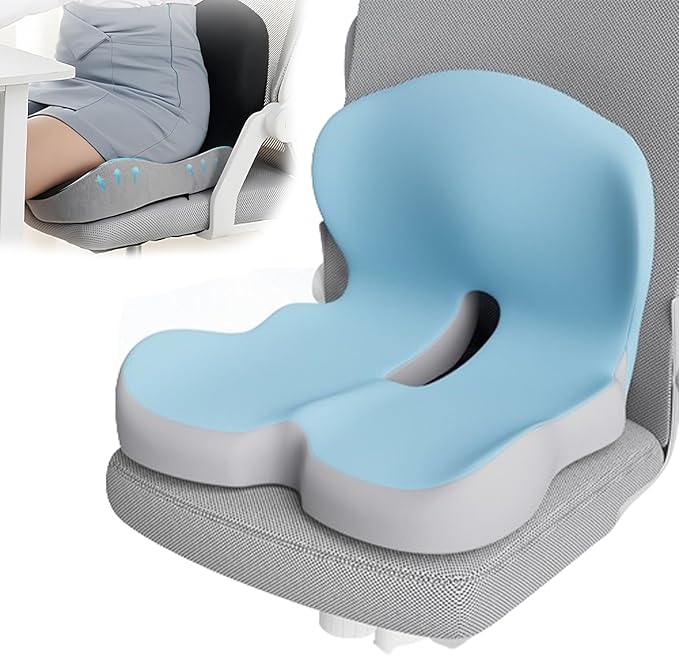Back and Seat Cushion, Soothe+Cushion,Car Seats with Lumbar Support,Memory Foam Non Slip Skin with Back Support for Office Chair, Car (Color Matching B)