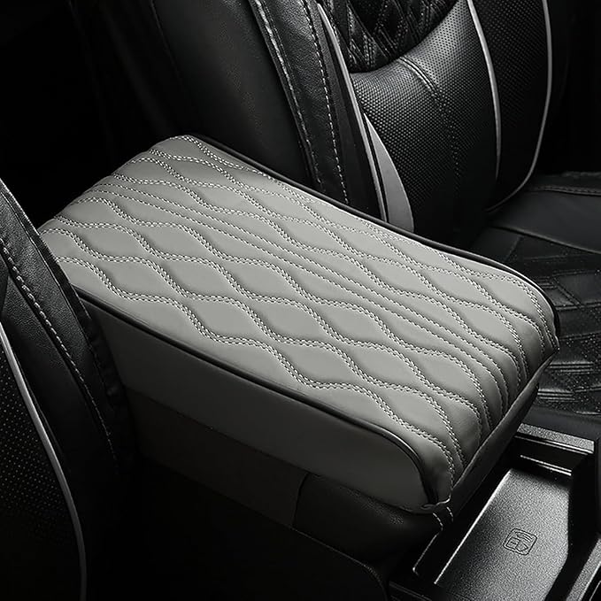 Car Center Console Cover for Ford Edge Sport 2011-2014, Universal Memory Foam Leather Comfortable Soft Armrest Box Pad Cushion Protector Accessories Easy to Clean,Gray