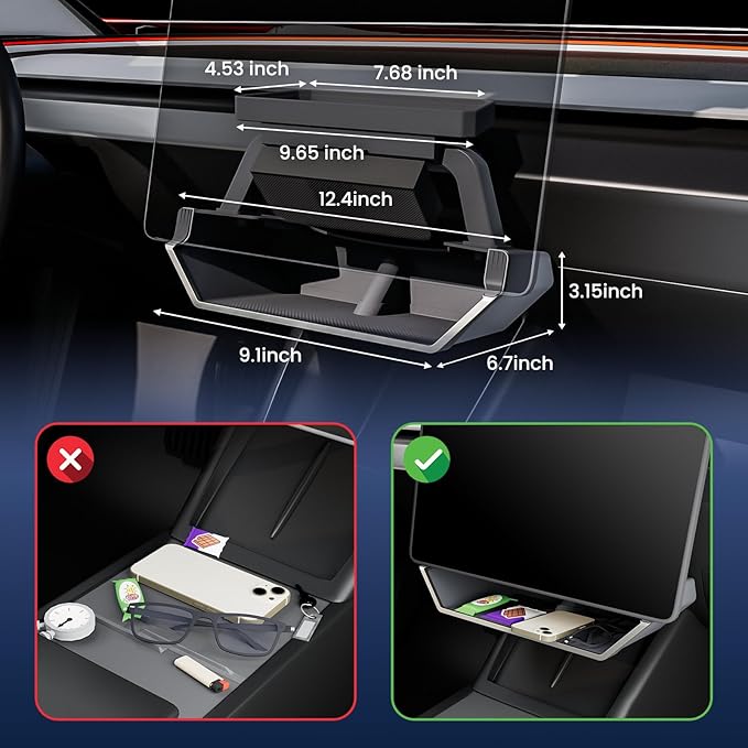 Upgrade for Model Y Juniper Under Screen Storage Organizer 2025–2026,Model 3 Highland Center Console Organizer 2024-2026 for Tesla Model Y Accessories 2026 with Behind Screen Tray,Black