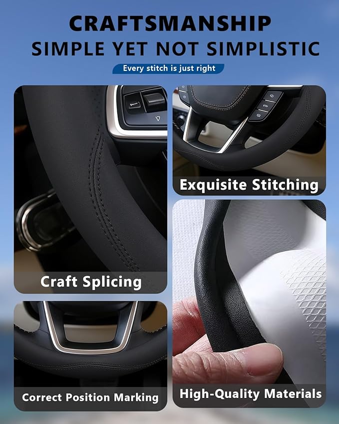 Heavy-Duty Steering Wheel Cover for RV Trucks & Campers - Non Slip Covers, Steering Wheel Grip for Motorhomes & Recreational Vehicles, Fits Oversized 15.5-16 Inch Wheels (Black)