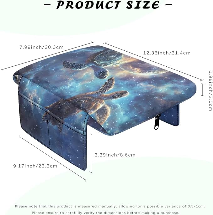 Car Center Console Cover with Pockets, Turtle Sky Easy Clean Car Accessories for Women Men,Car Arm Rest Pad Universal Armrest Protector for Car Truck SUV Van