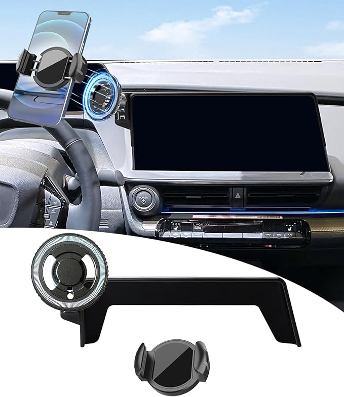 Magnetic Car Phone Mount for Toyota Prius 2023-2026 Accessories, for MagSafe Strong Magnets Cell Phone Holder 12.3-Inch Touch Screen Cradles, with Portable Phone Gripper 360° Rotation