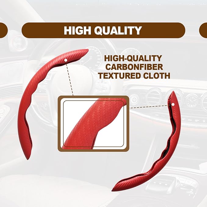 Car Interior Accessories Butterfly Steering Wheel Cover Car Carbon Fiber Anti-Skid Steering Wheel Cover (Red)