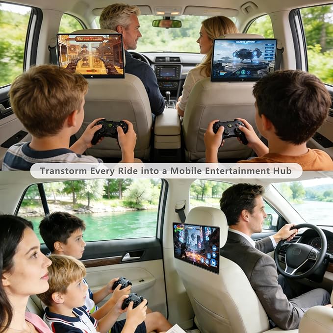 14 inch 4K Android Car TV Headrest Monitor for Cars Back seat Rear Entertainment System, Support Wireless Phone Link Touch Screen,with WiFi/Bluetooth/HDMI/USB/Video Player 4G+64G 8core (1PCs)