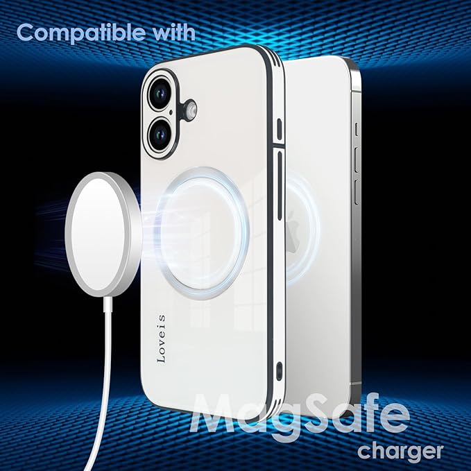 Guppy Compatible with iPhone 17 Magnetic Case, with Full Camera Lens Protector [Compatible with MagSafe] Scratch Resistant Gradient Glass Back Cover Phone Case-White