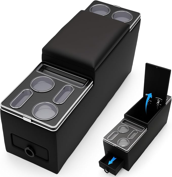 Center Console Between Seat Organizer for Minivans,SUVs,Compatible with Jeep CJ-5 1976-1983, CJ-7 1976-1986,Wrangler YJ 1987-1995, Console Organizer Storage Box with Cup Holders,phone storage,drawers