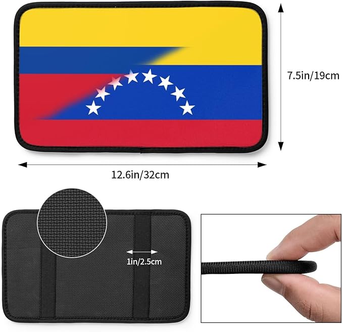 Venezuela Venezuelan Colombia Colombian Flag Auto Center Console Armrest Cover Car Handrail Box Cushion Pad Mat Universal Fit Most Vehicle Sedan Truck SUV Soft Comfort Decor Accessories