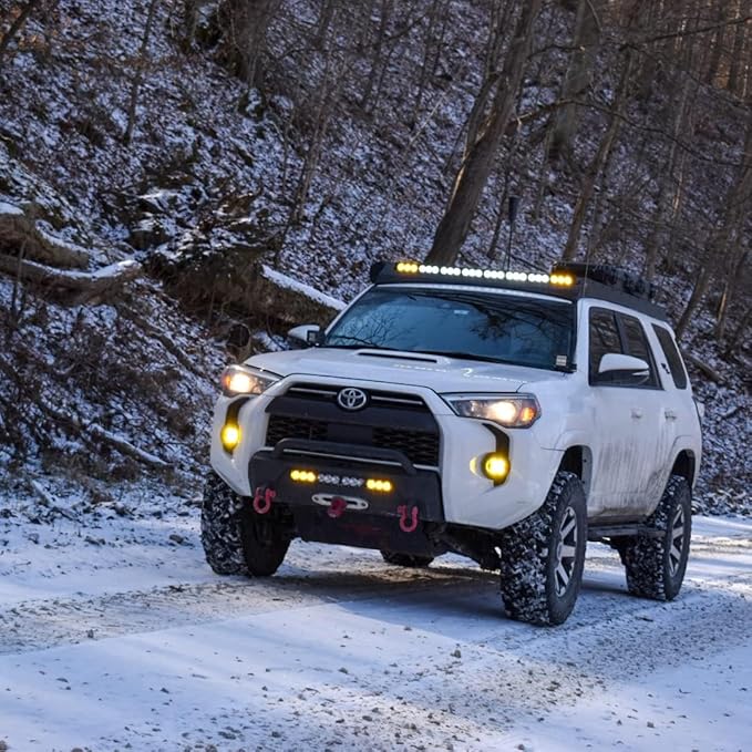 Willpower 17 inch LED Light Bar Single Row White Amber Dual Color 90W Off Road Light Bar Spot Flood Combo LED Work Light Truck UTV 4x4 Cars SUVs ATVs Boats Fog Driving Light with Wiring Harness kit