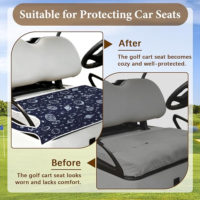 Blue Golf Cart Seat Covers, Golf Cart Seat Towel Blanket Club Car for Golf Lover, Golf Cart Accessories, Keep Seat Comfortable and Cool for 2-Seat Golfs Carts, Gifts for Christmas Thanksgiving