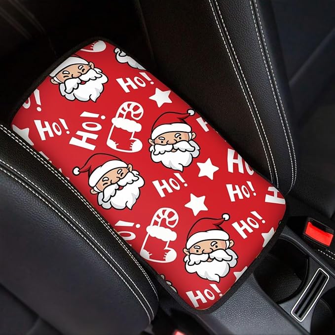 Christmas Hoho Car Armrest Storage Box Mat Car Center Console Cover Car Armrest Seat Box Cover for Most Vehicle, SUV, Truck Car Decors