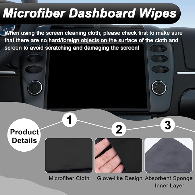 Car Screen Cleaner, 4.1''×4.1'' Microfiber Dashboard Wipes, Square Microfiber Cloth, Car Display Wipes,Vehicle Screen Cleaner Tool universal for Car Dashboard Car Display Car Interior Tools (Black)