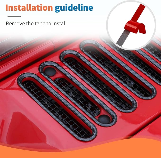 JeCar Carbon Fiber Hood Vent Trim Covers Fit for 2007-2018 Jeep Wrangler JK JKU 2/4-Door 7pcs