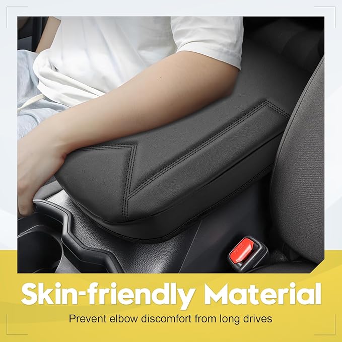 FIILINES Center Console Cover for Toyota RAV4 2019-2026 – PU Leather Armrest Protector Cushion Pad, Wear-Resistant Interior Accessories, Black