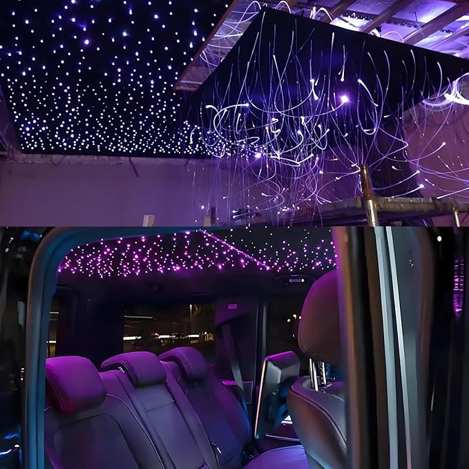 AKEPO Small Size 16W Twinkle APP Fiber Optic Lights, Music Activated 9.8ft/3m*500pcs*0.03in/0.75mm Optical Fiber RGBW Starlight Headliner Kit for Car Truck Star/Home Ceiling