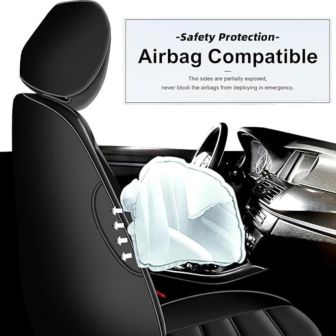 AOMSAZTO Custom Fit Seat Covers for Toyota Highlander 2014-2019 3-Rows 7 Seats, Second Row W/Captain Chairs Full Set Faux Leather Car Seat Cover Black