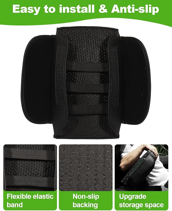 for Bronco Center Console Armrest Cover 2026 2025 2024 2023 2022 2021 Bronco Accessories Black with Pockets Upgrade Arm Rest Pad Console Cushion Lid