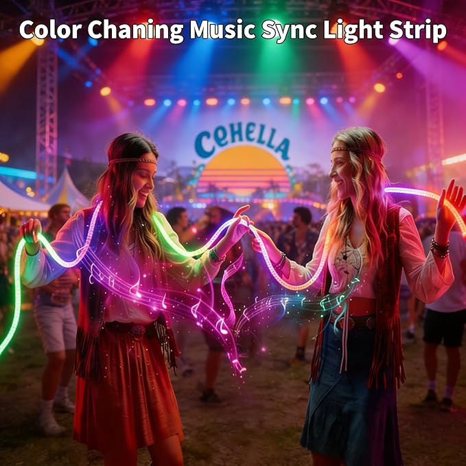 iNextStation 360° Glow USB Rope Lights 16.4FT RGB LED Lights, Braided Silicone Led Strip Lights, IP67 Waterproof, APP/Remote Control, Music Sync, Neon Lights Strip Color Changing for Outdoor/Indoor