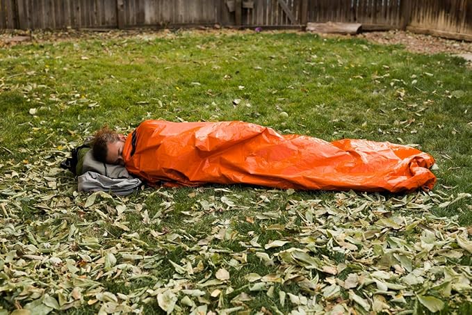 Survival Frog Tact Bivvy 2.0 Emergency Sleeping Bag with Stuff Sack, Carabiner & Survival Whistle – Compact, Lightweight, Waterproof, Reusable Thermal Bivy Sack Shelter Kit