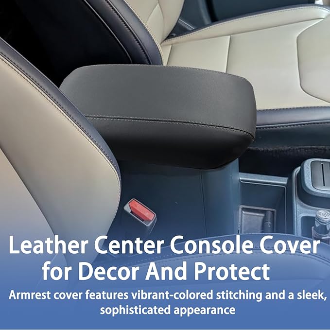 Center Console Armrest Cover Fit for Ford Maverick Accessories 2022-2025 2026 Armrest Case Arm Rest Storage Box Pad Console lid Protector Leather Seat Box Cushion (Gray Stitches)