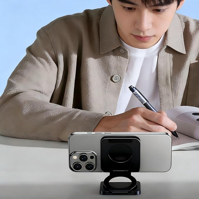 Square Magnetic Phone Holder Stand for MagSafe iPhone Dual Magnets, Removable Phone Adapter Stand Ring Holder for Gym Car Desk Phone Grip for iPhone 17/16/15/14/13/12 Series MagSafe Case All Phones
