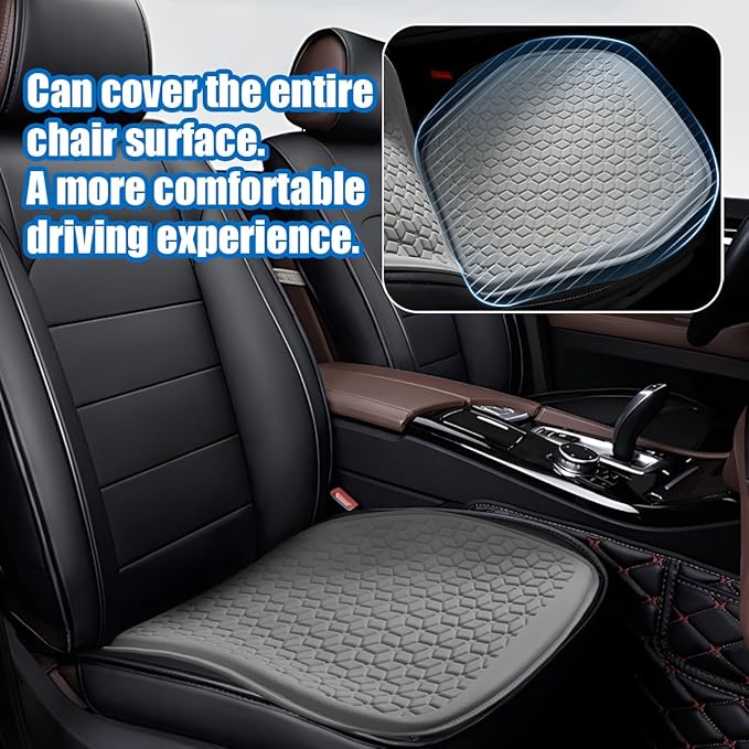 Gel Car Seat Cushion, Non-Slip & Comfortable Automotive Chair Protector Pad for Driving, Breathable Vehicle Interior Mat Cover Accessories, Universal for SUV Sedan Truck (Gray)
