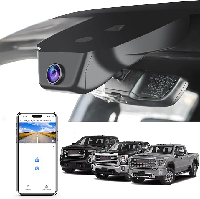 Mangoal 4K Dash Cam fit for GMC Sierra 1500 2022-2026 HD 2024-2026 Pro SLE Elevation SLT AT4X Denali Ultimate Accessories (Model C), Integrated OEM Look, GPS, WiFi & App, 64GB Card