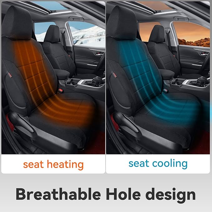 coverdream 2026 Rav4 Seat Covers Custom Fit for 2026 Toyota Rav4 Hybrid (LE,XLE Premium) SUV,Full Set Polyester Car Seat Protector Black