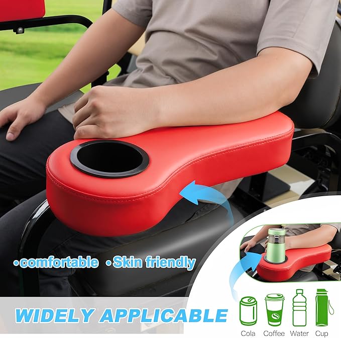 10L0L Golf Cart Rear Seat Kit Arm Rest Set with Cup Holder for Yamaha EZGO Club Car Golf Cart UV-Proof Coating Long Lasting, No Drilling Kits Include